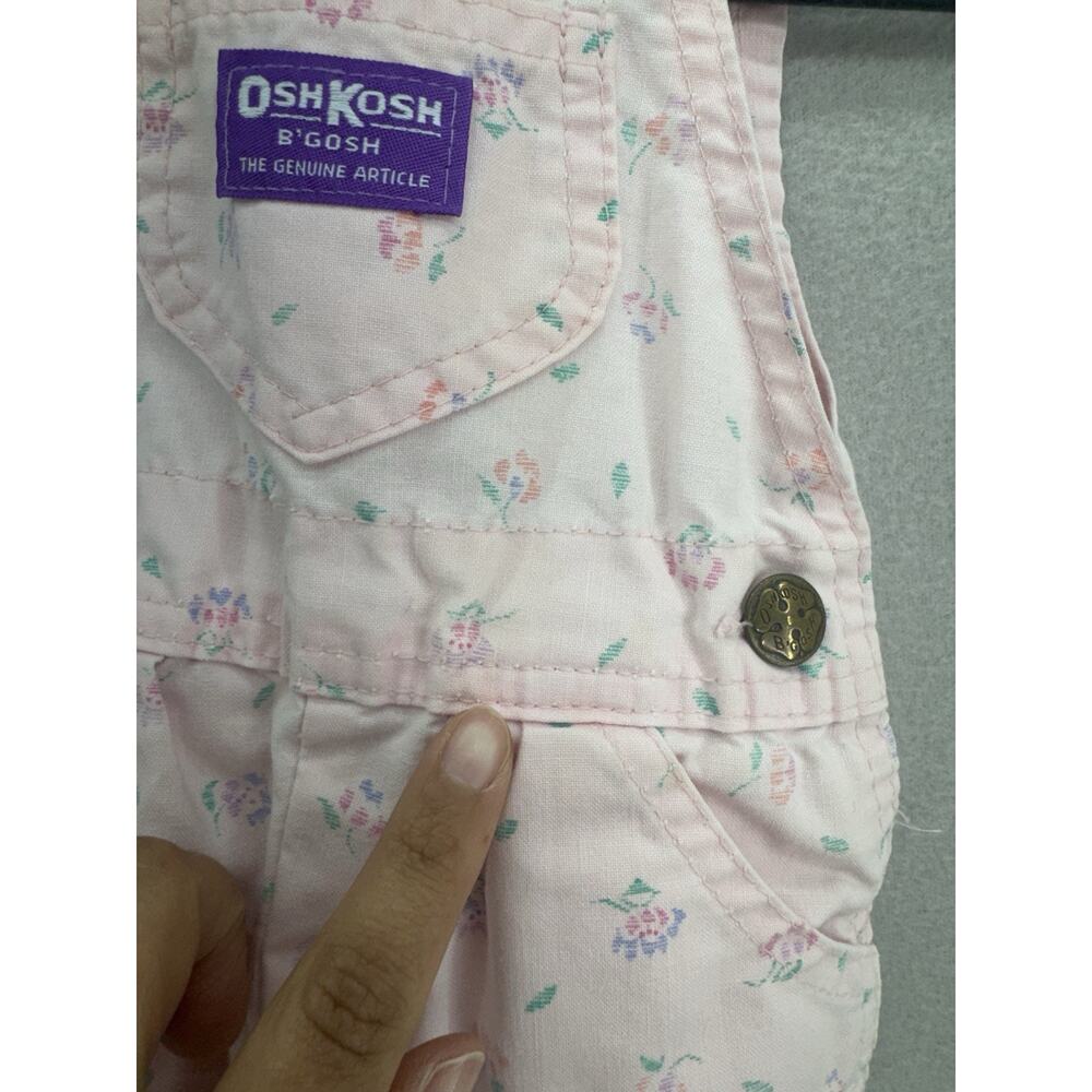 VTG OshKosh B’Gosh Vestbak Overalls 3-6M Pink Floral Baby Snap USA 90s READ - Picture 9 of 16